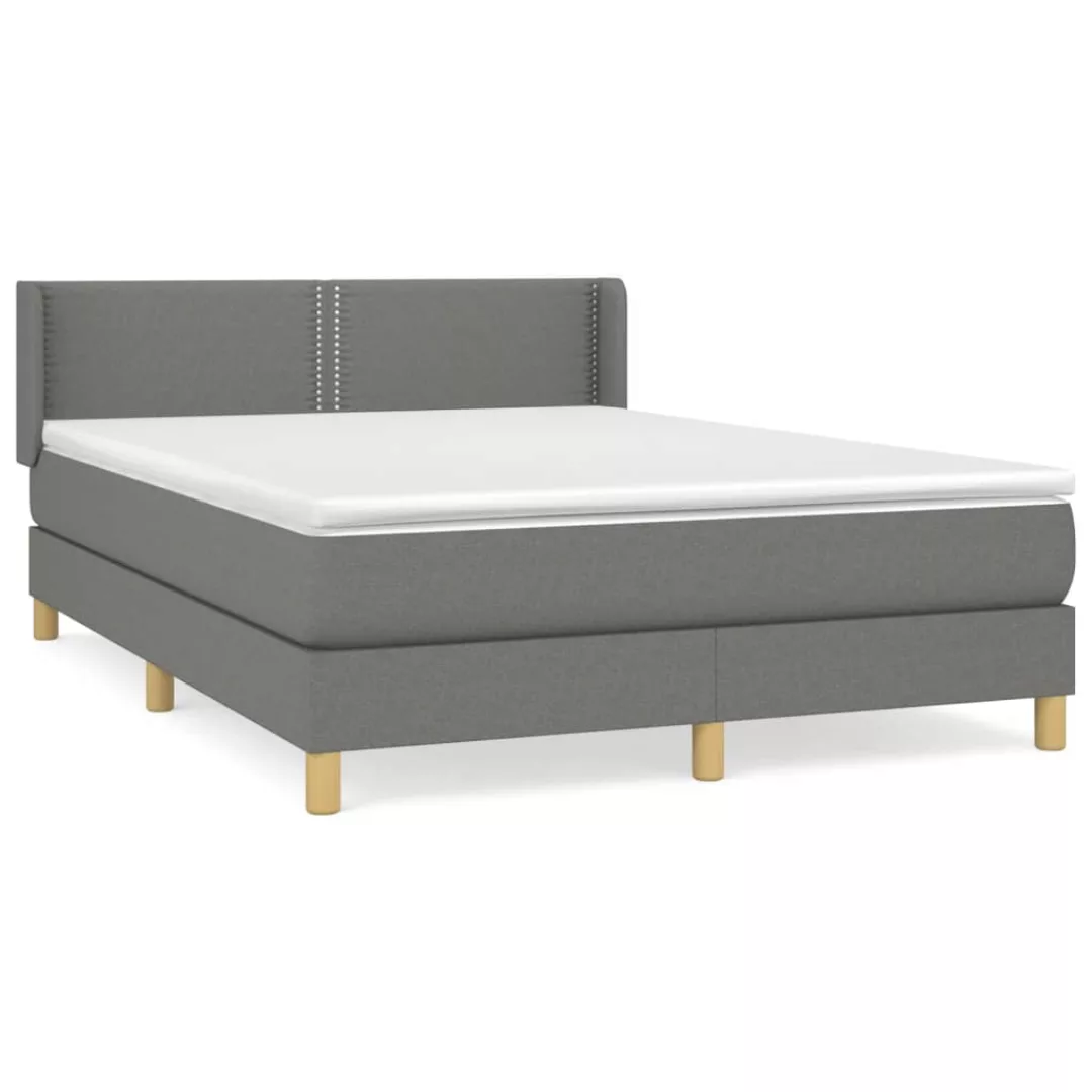 Vidaxl Boxspringbett Mit Matratze Dunkelgrau 140x200 Cm Stoff günstig online kaufen