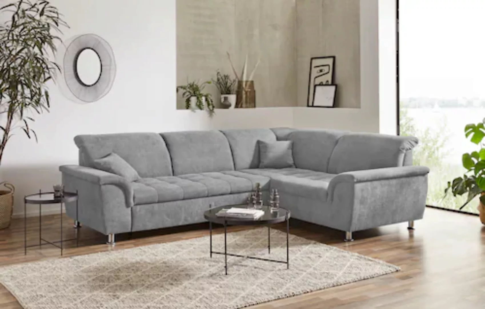 DOMO collection Ecksofa "Franzi L-Form", wahlweise mit Kopfteilverstellung günstig online kaufen