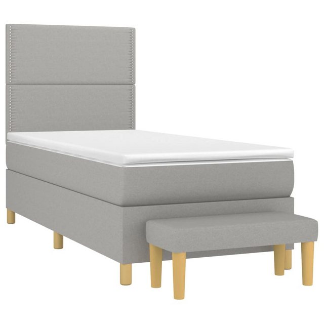 vidaXL Boxspringbett Boxspringbett mit Matratze Hellgrau 90x190 cm Stoff Be günstig online kaufen