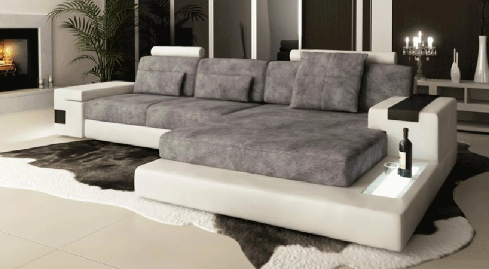 BULLHOFF Ecksofa Wohnlandschaft Ecksofa Leder/Stoff Designsofa L-Form Eckco günstig online kaufen