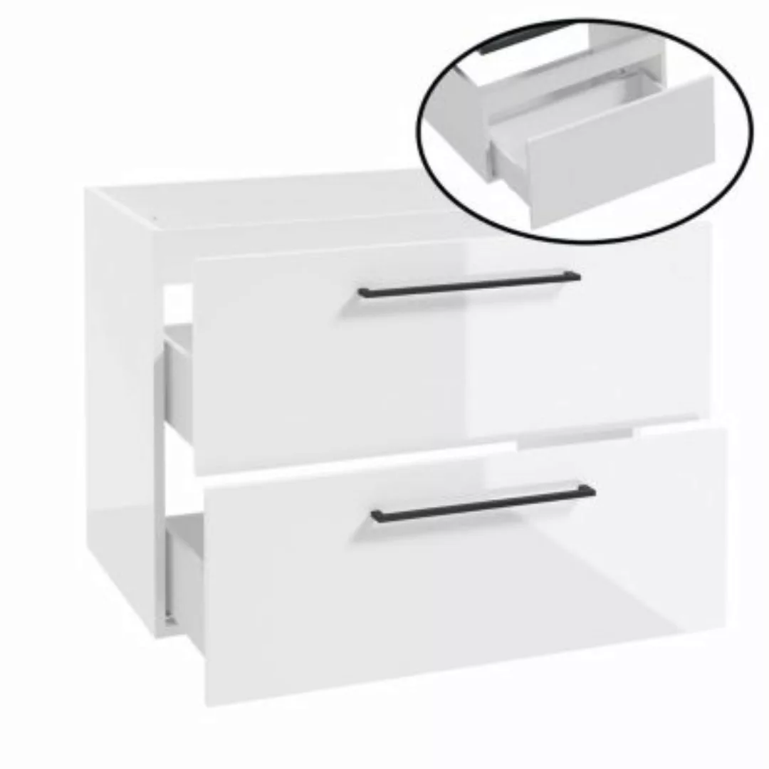 Lomadox Bad Unterschrank mit 2 Schubladen, 80cm breit, in weiß Hochglanz mi günstig online kaufen