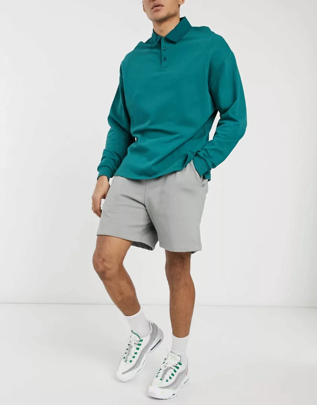 ASOS DESIGN – Schwere Oversize-Shorts aus Jersey in Grau, Kombiteil günstig online kaufen