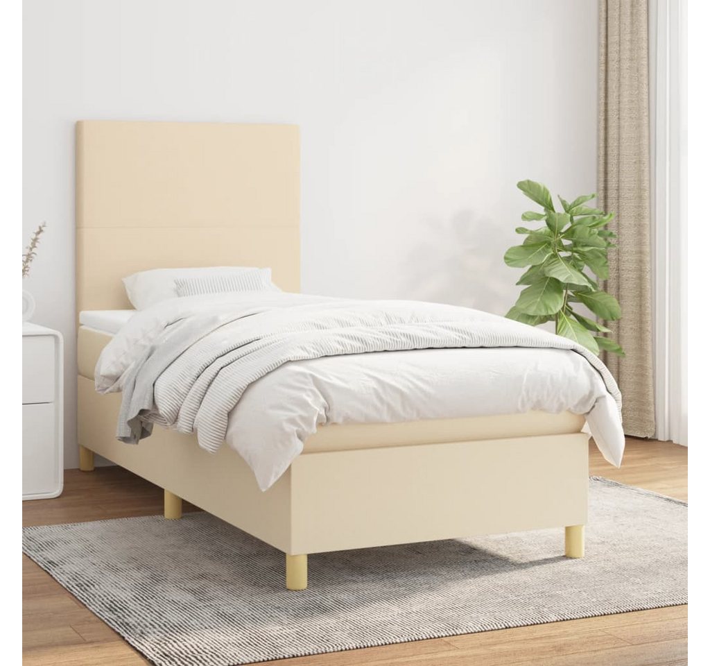 vidaXL Boxspringbett Boxspringbett mit Matratze Creme 100x200 cm Stoff Bett günstig online kaufen