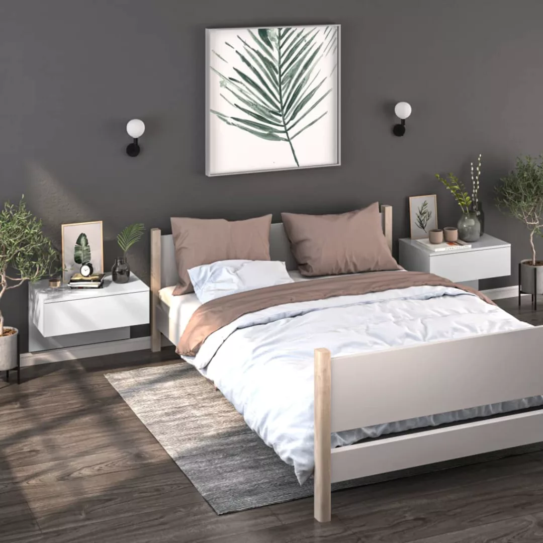 Vidaxl Wand-nachttische 2 Stk. Hochglanz-weiß Holzwerkstoff günstig online kaufen