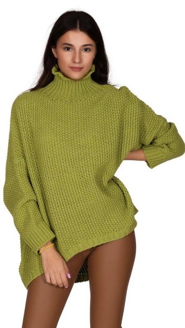 Charis Moda Stehkragenpullover Longpullover Vokuhila Oversize Strickpullove günstig online kaufen