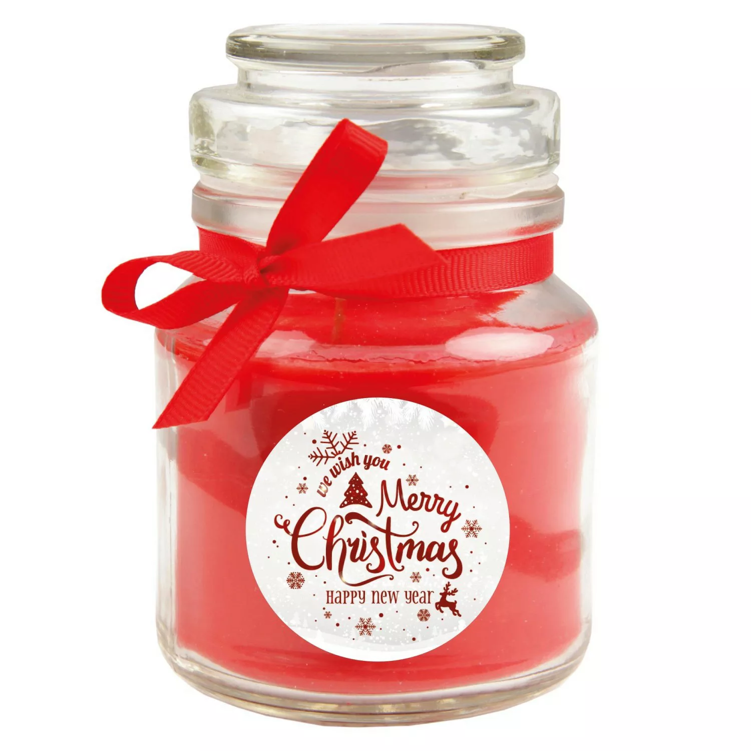 HS Candle Duftkerze & Glas Weihnachten Rot Bonbon 30h günstig online kaufen