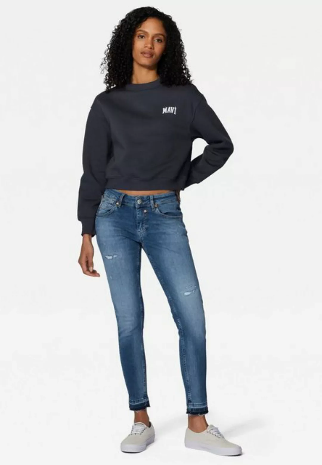 Mavi Rundhalspullover LOGO SHORT SWEATSHIRT Pullover mit Mavi Logo gestrick günstig online kaufen