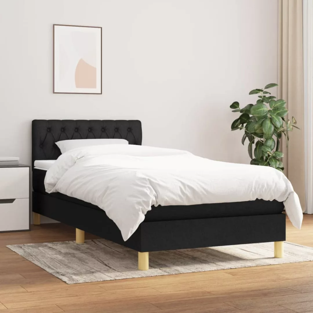 vidaXL Bettgestell Boxspringbett mit Matratze Schwarz 90x200 cm Stoff Bett günstig online kaufen