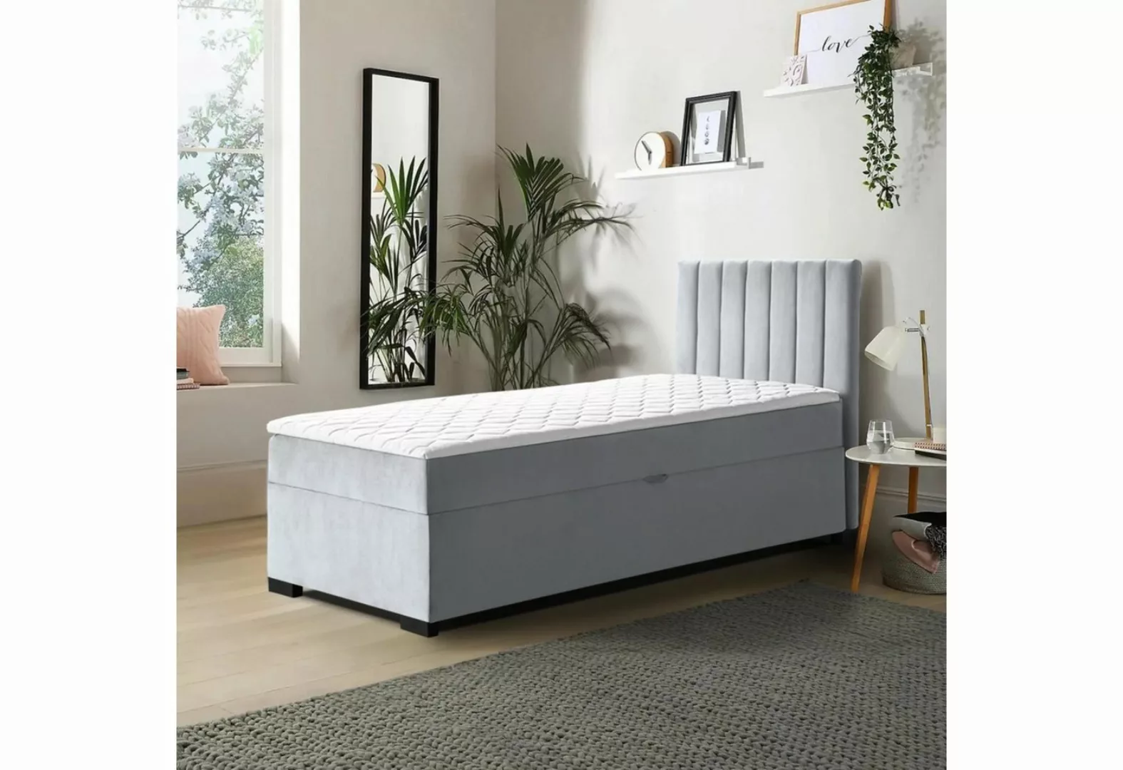 Beautysofa Boxspringbett Eric (kleines Bett, inkl. Federkernmatratze, Toppe günstig online kaufen