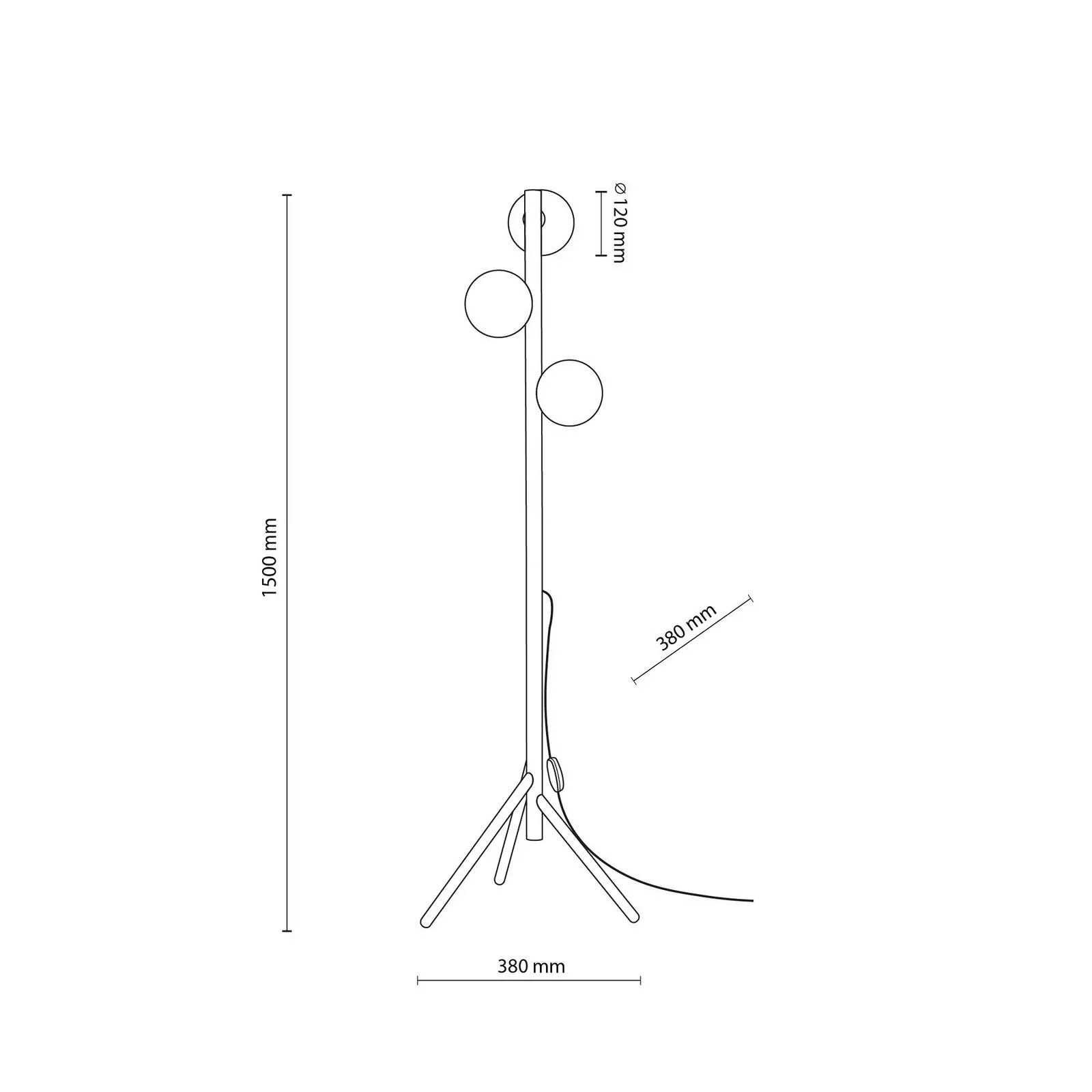 Stehleuchte Estera, Opalglas, Holzgestell, 132 cm, 3-flammig günstig online kaufen