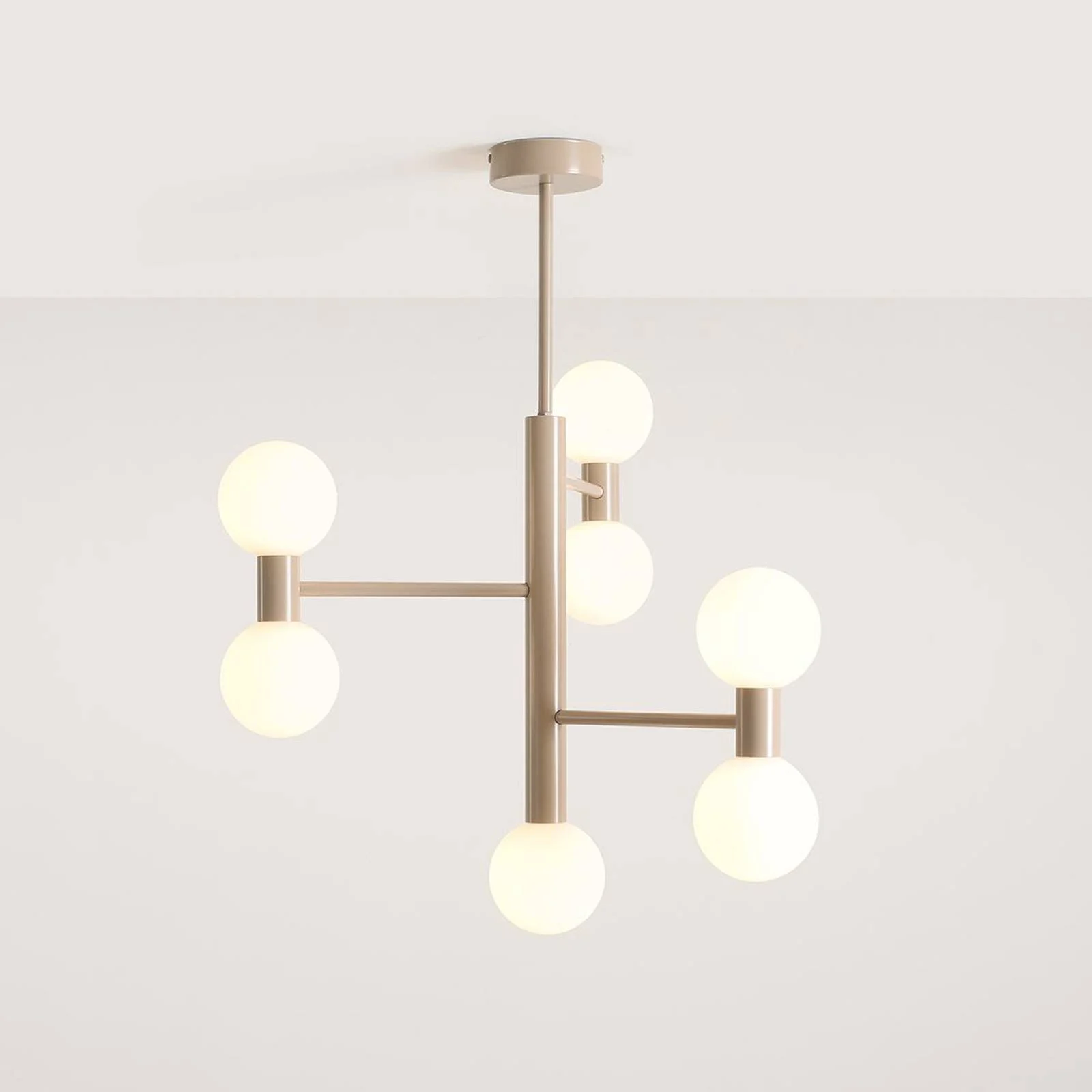 Deckenleuchte Flare 7, beige, 7-flammig, Glas, Metall günstig online kaufen