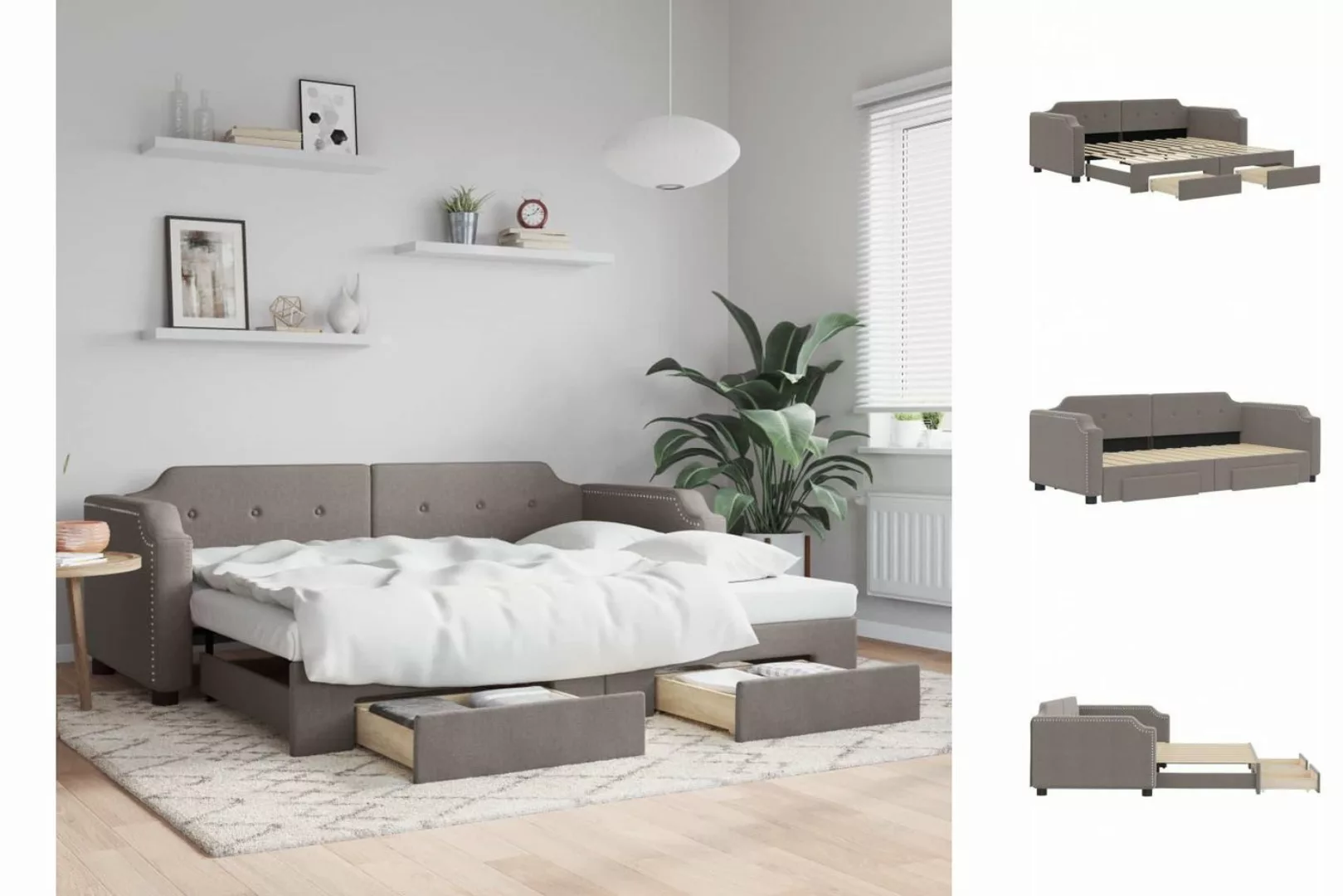 vidaXL Gästebett Gästebett Tagesbett Ausziehbar mit Schubladen Taupe 100x20 günstig online kaufen