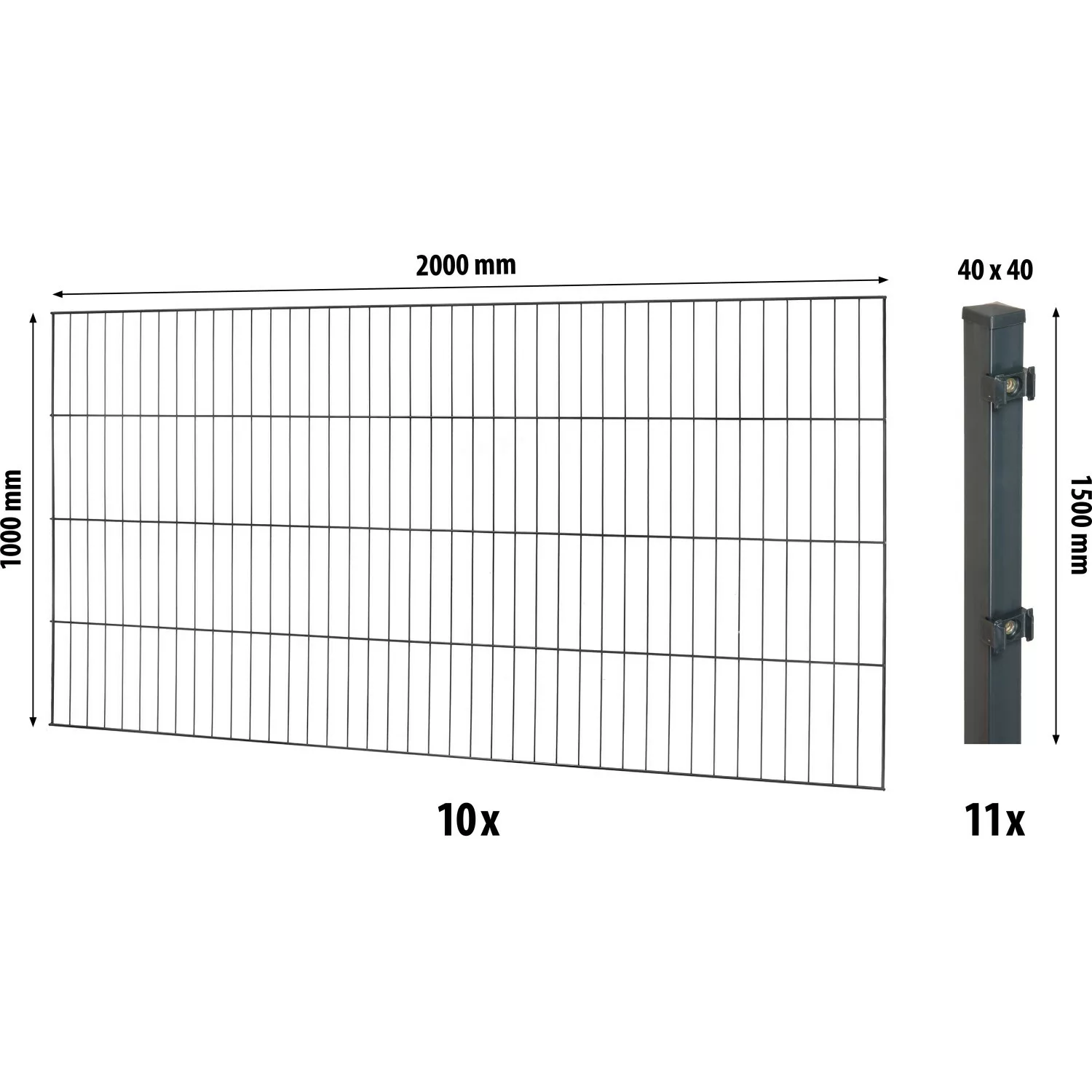 Floraworld Einstabmatten-Zaunset mit Vierkantpfosten Anthrazit 100 cm x 200 günstig online kaufen