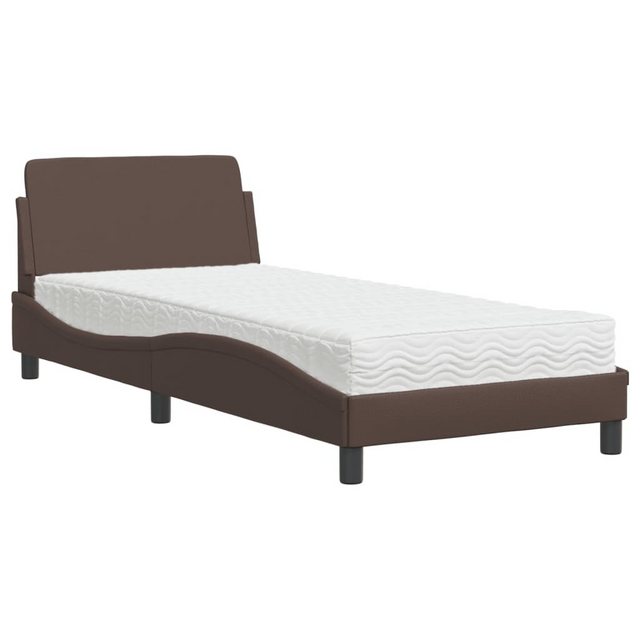 vidaXL Bett Bett mit Matratze Braun 90x200 cm Kunstleder günstig online kaufen