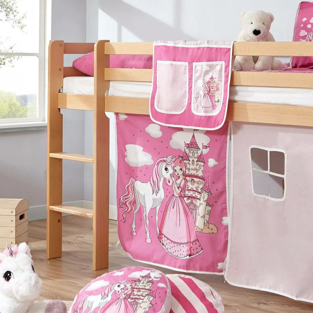 Kinderbett in Buchefarben Pink und Rosa 110 cm hoch günstig online kaufen
