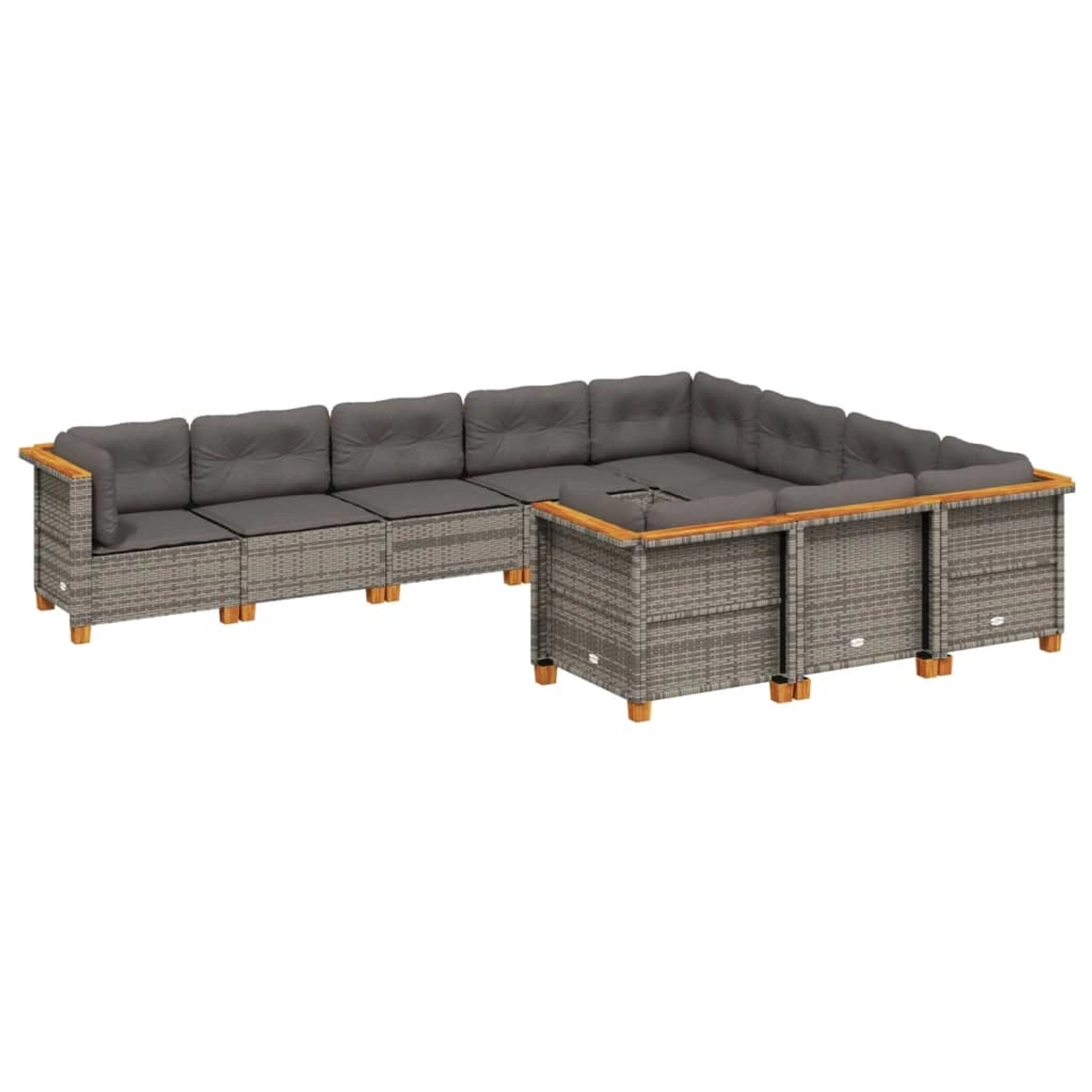 vidaXL 10-Tlg Garten-Sofagarnitur mit Kissen Grau Poly Rattan 3262032 günstig online kaufen