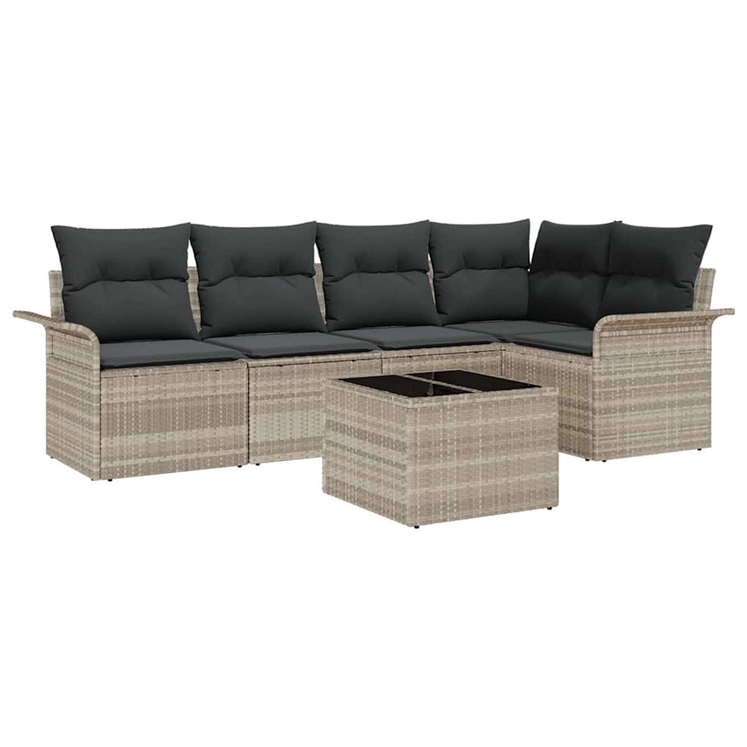 vidaXL Garten-Sofa-Set mit Kissen 6-Tlg Hellgrau Poly Rattan 3354041 günstig online kaufen