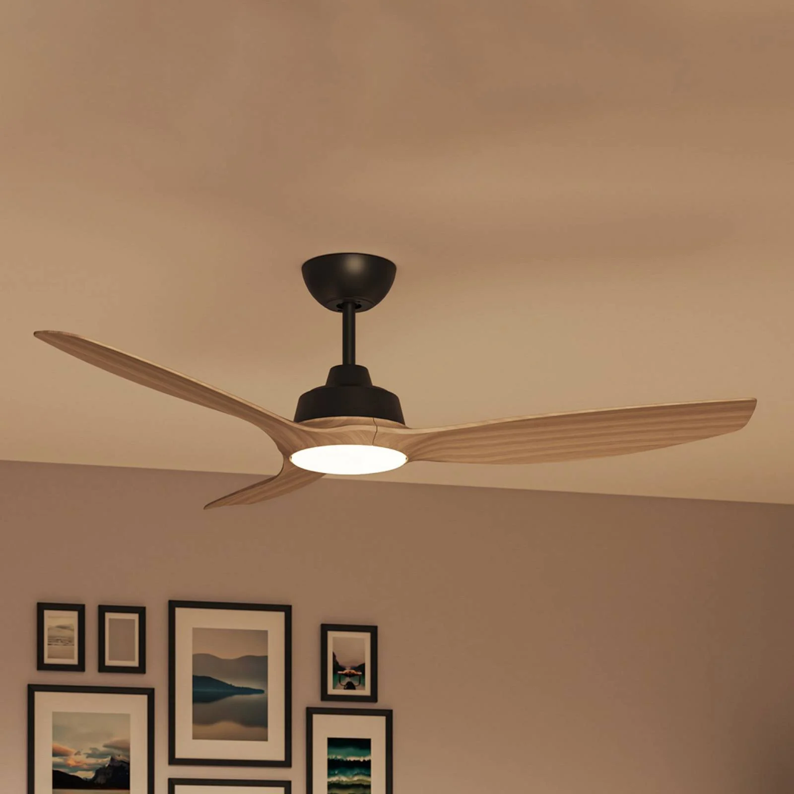 Philips LED-Ventilator Olas, Ø 132 cm, braun/schwarz, leise günstig online kaufen