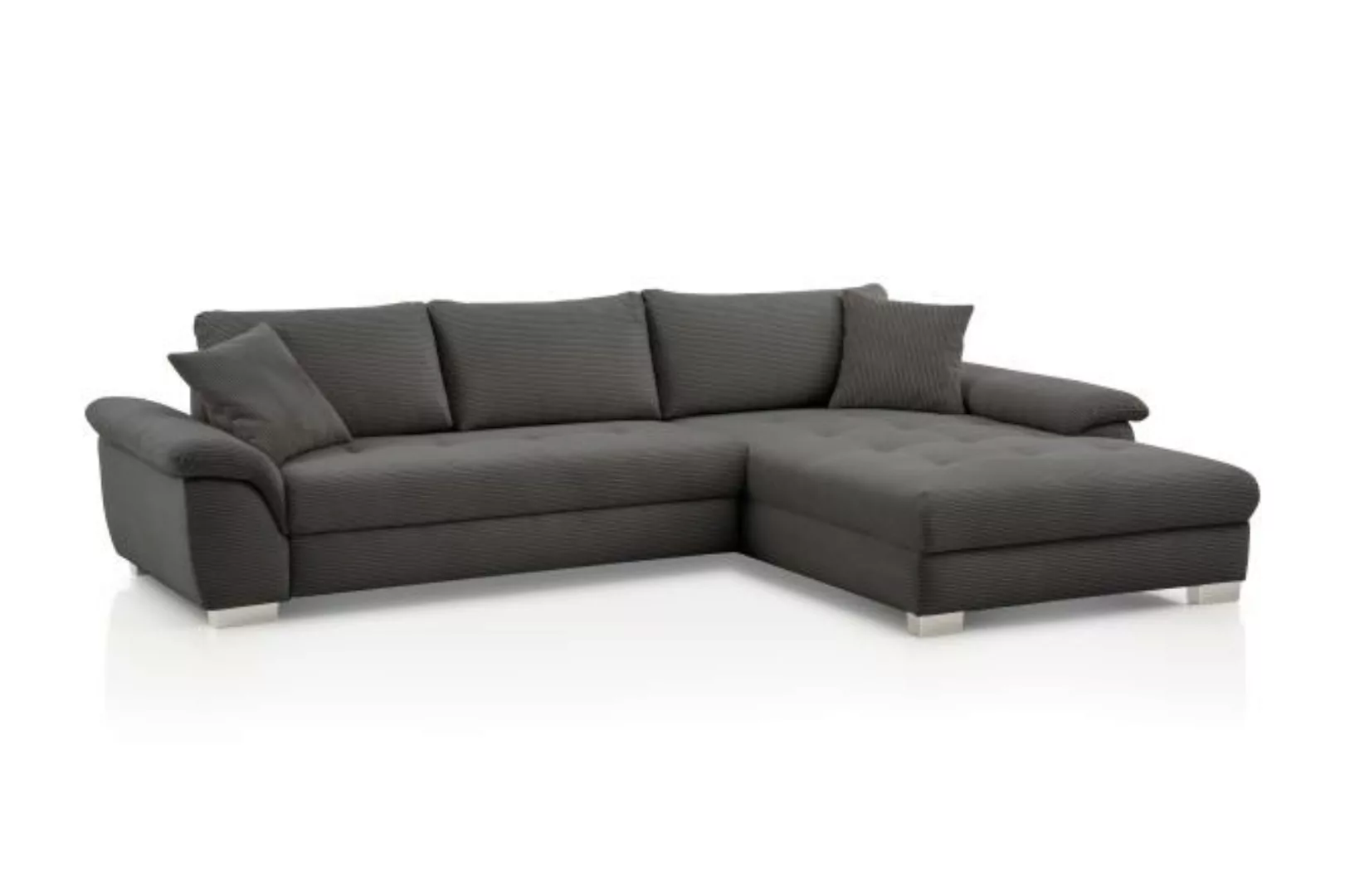 Sofa mit Schlaffunktion L Form 323 x 211 cm Cord Grau PABLO beidseitig mont günstig online kaufen