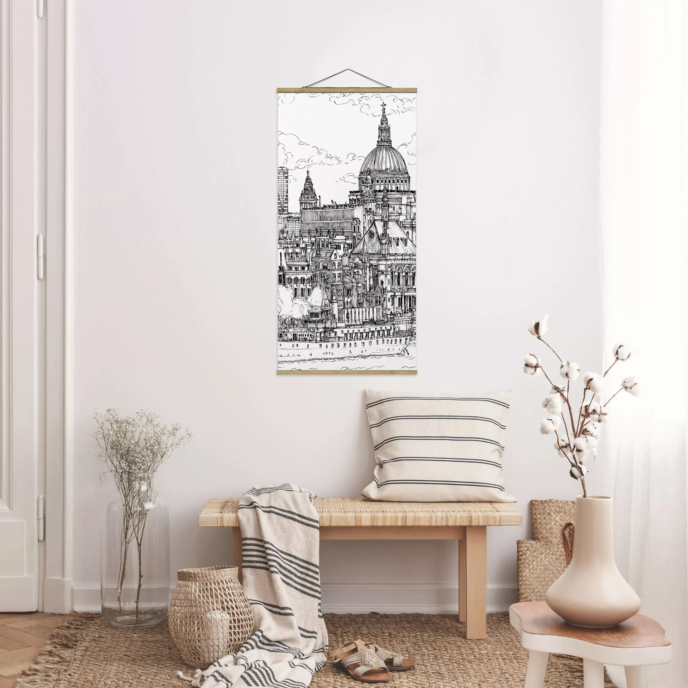 Stoffbild Architektur mit Posterleisten - Hochformat Stadtstudie - Dom günstig online kaufen