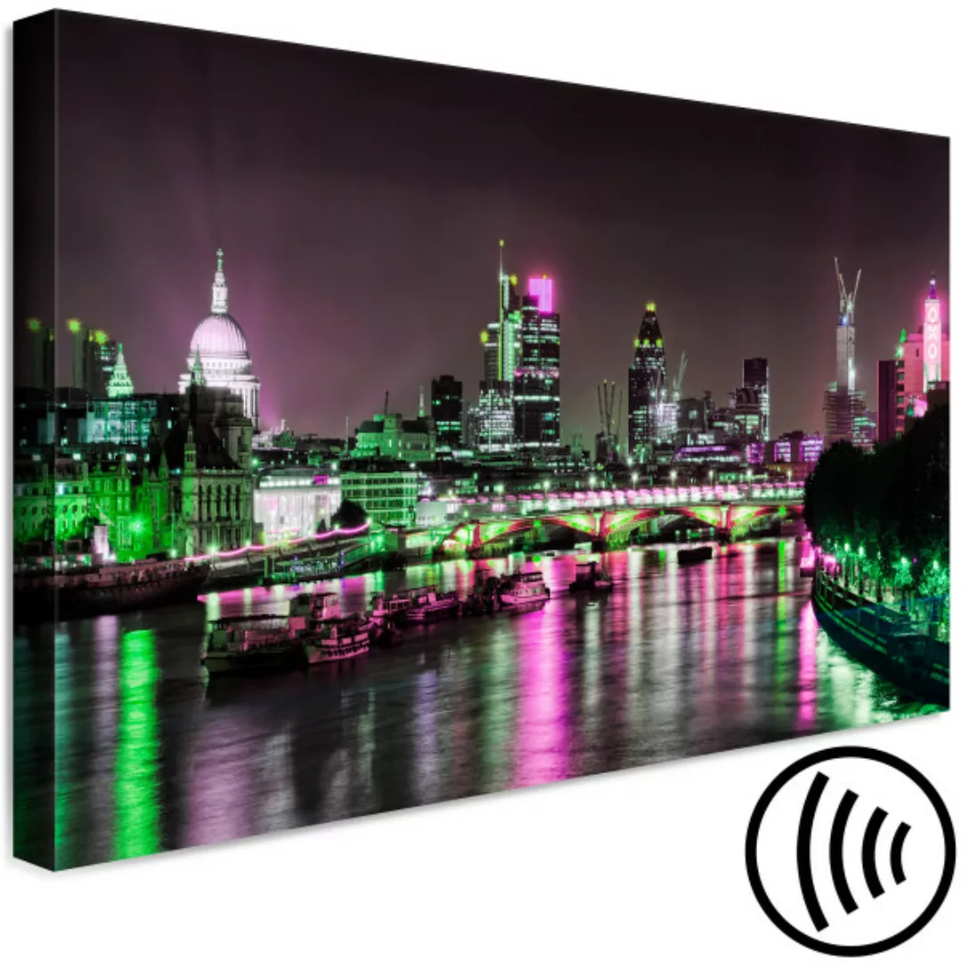 Bild auf Leinwand Brücke über die Themse - Nacht-Panorama von London und de günstig online kaufen
