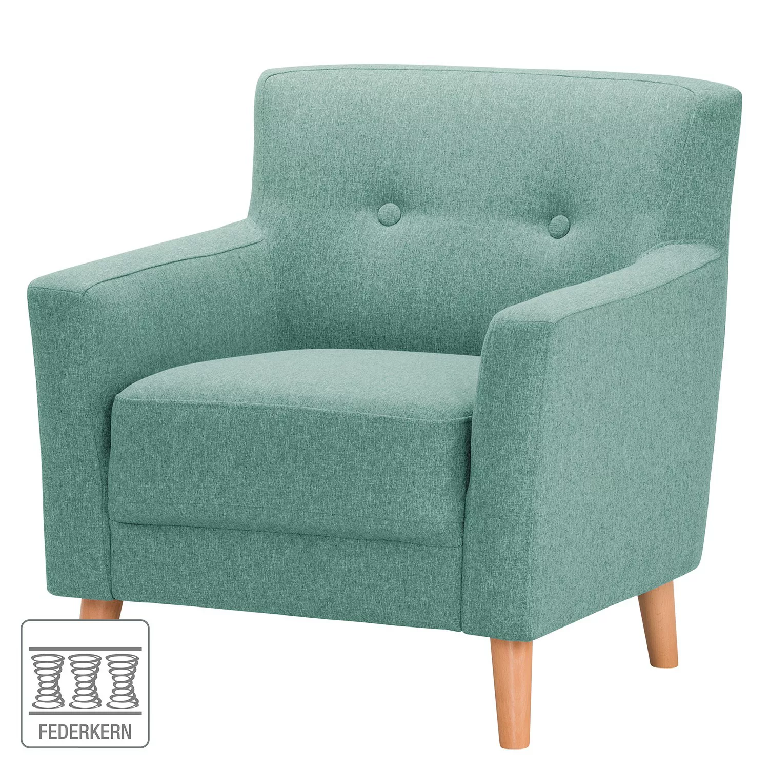 home24 Norrwood Sessel Bette II Hellblau Webstoff 80x82x80 cm (BxHxT) günstig online kaufen