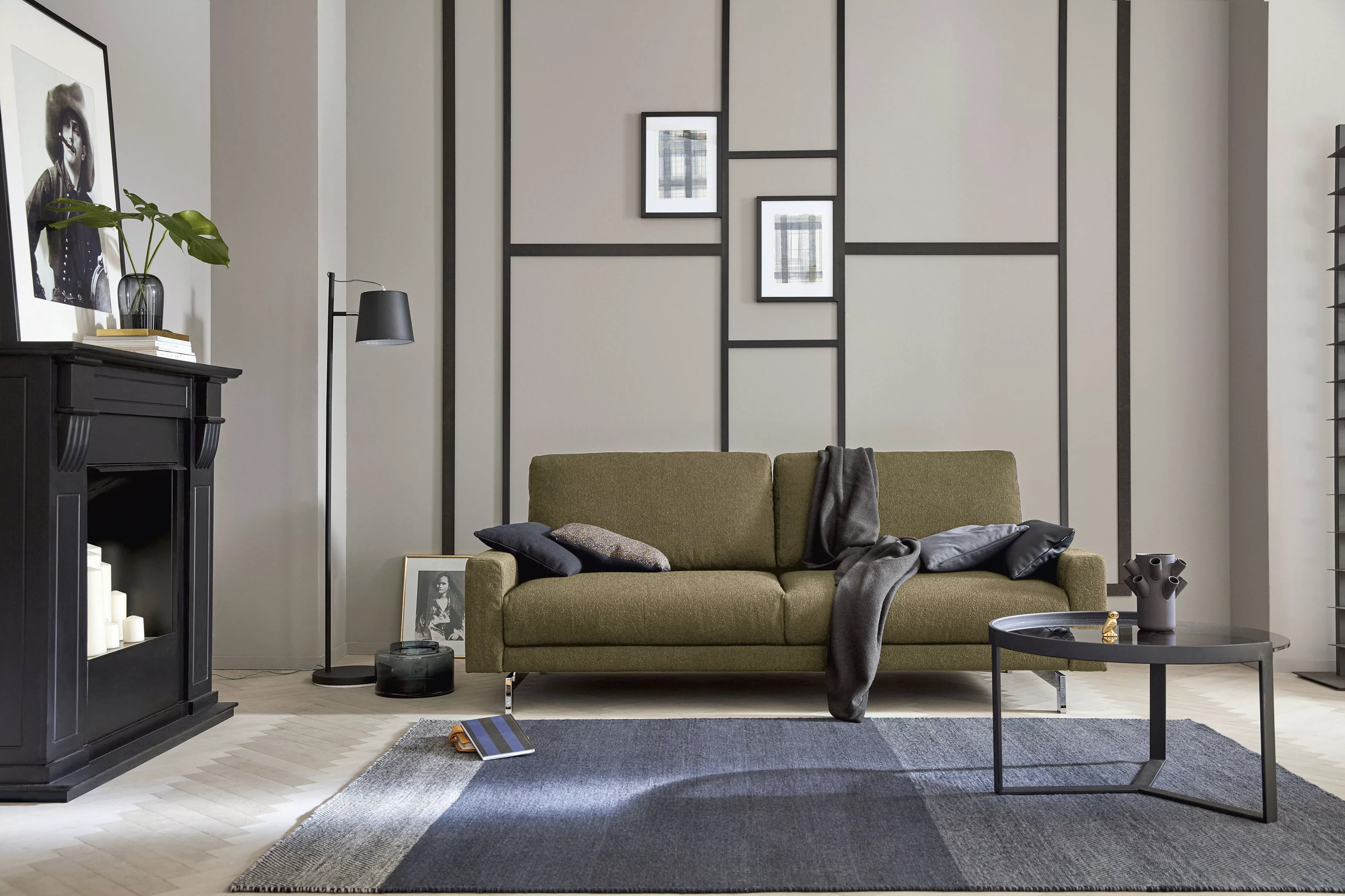 hülsta sofa 3-Sitzer »hs.450«, Armlehne niedrig, Fuß chromfarben glänzend, günstig online kaufen