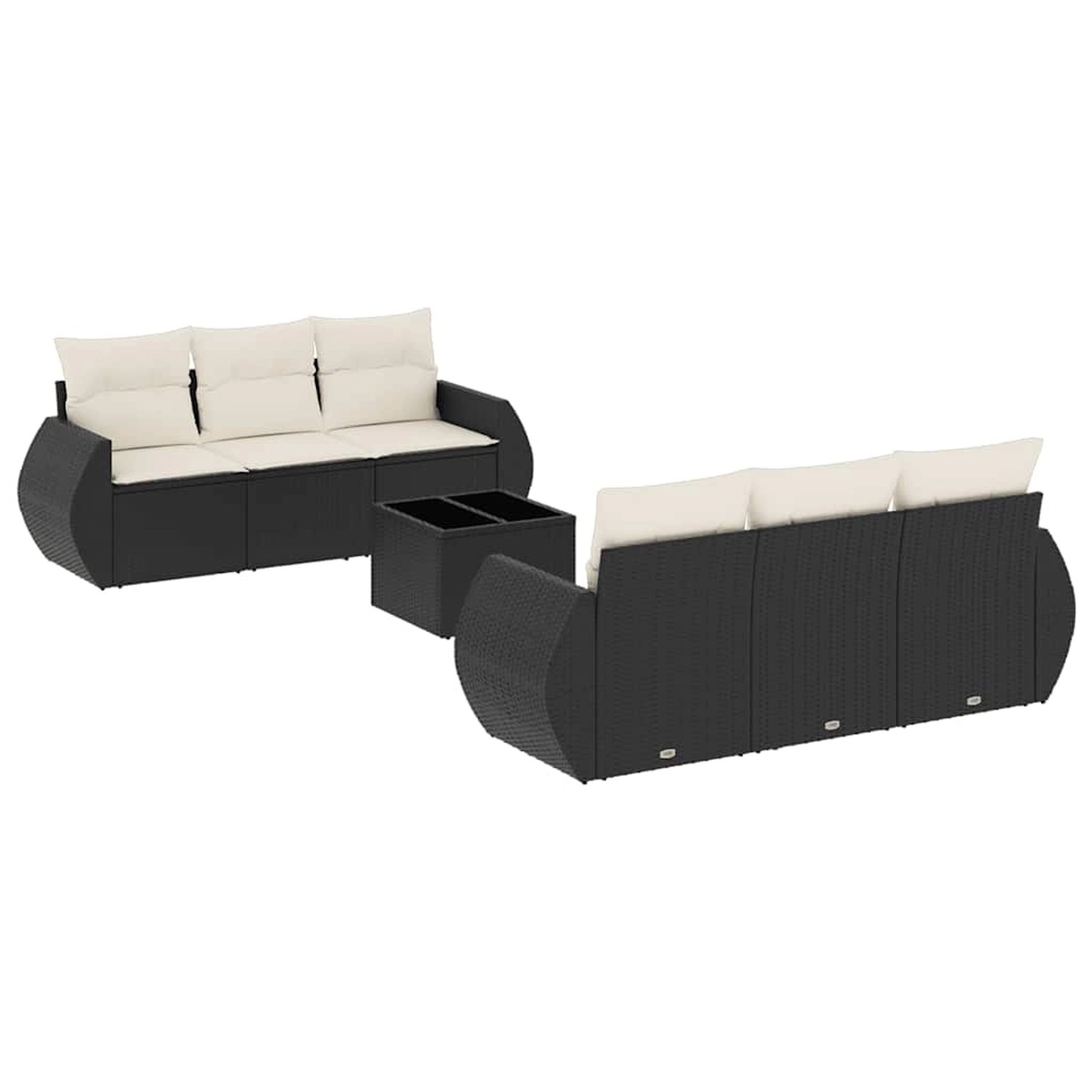 vidaXL 7-Tlg Garten-Sofagarnitur mit Kissen Schwarz Poly Rattan 3253443 günstig online kaufen