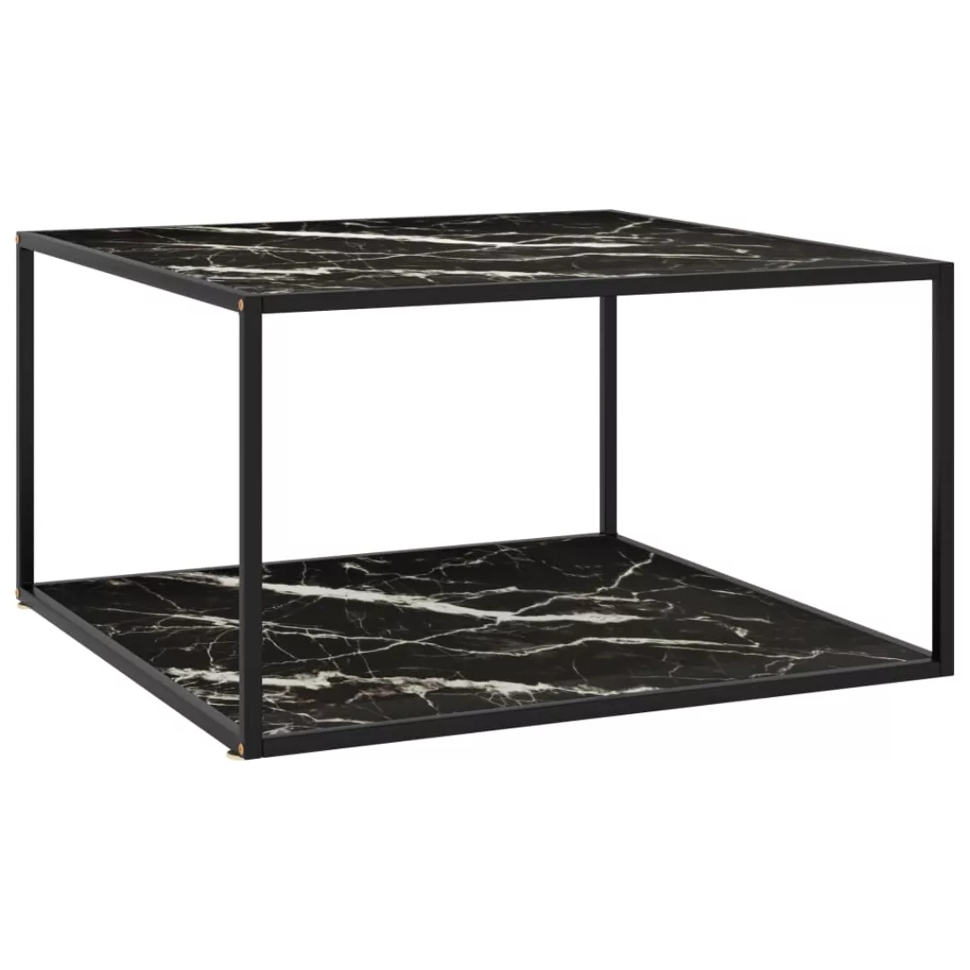 Beistelltisch Schwarz Mit Glas In Marmor-optik 90x90x50 Cm günstig online kaufen