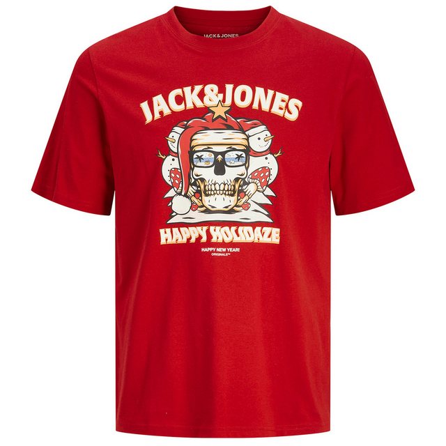 Jack & Jones Rundhalsshirt Jack&Jones T-Shirt rot JJXMAS CHRISTMAS SKULL günstig online kaufen