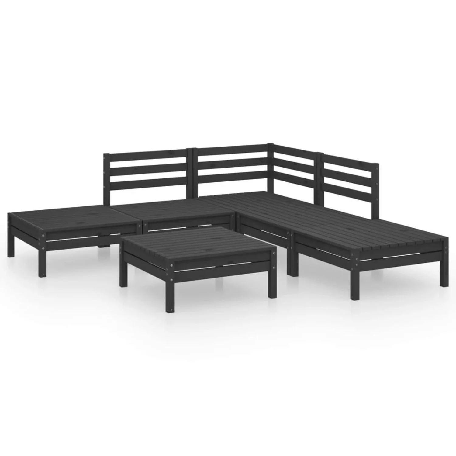 6-tlg. Garten-lounge-set Massivholz Kiefer Schwarz günstig online kaufen