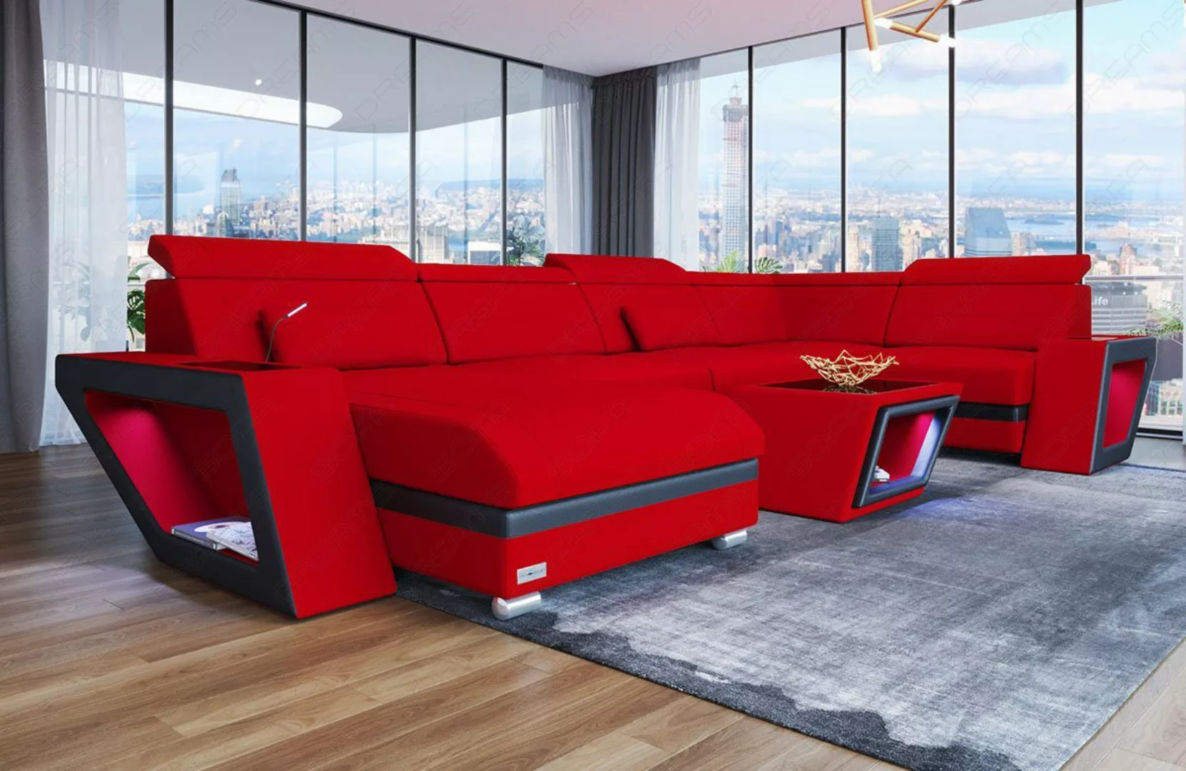 Sofa Dreams Wohnlandschaft Stoff Couch Stoffsofa Catania U Form Polstersofa günstig online kaufen