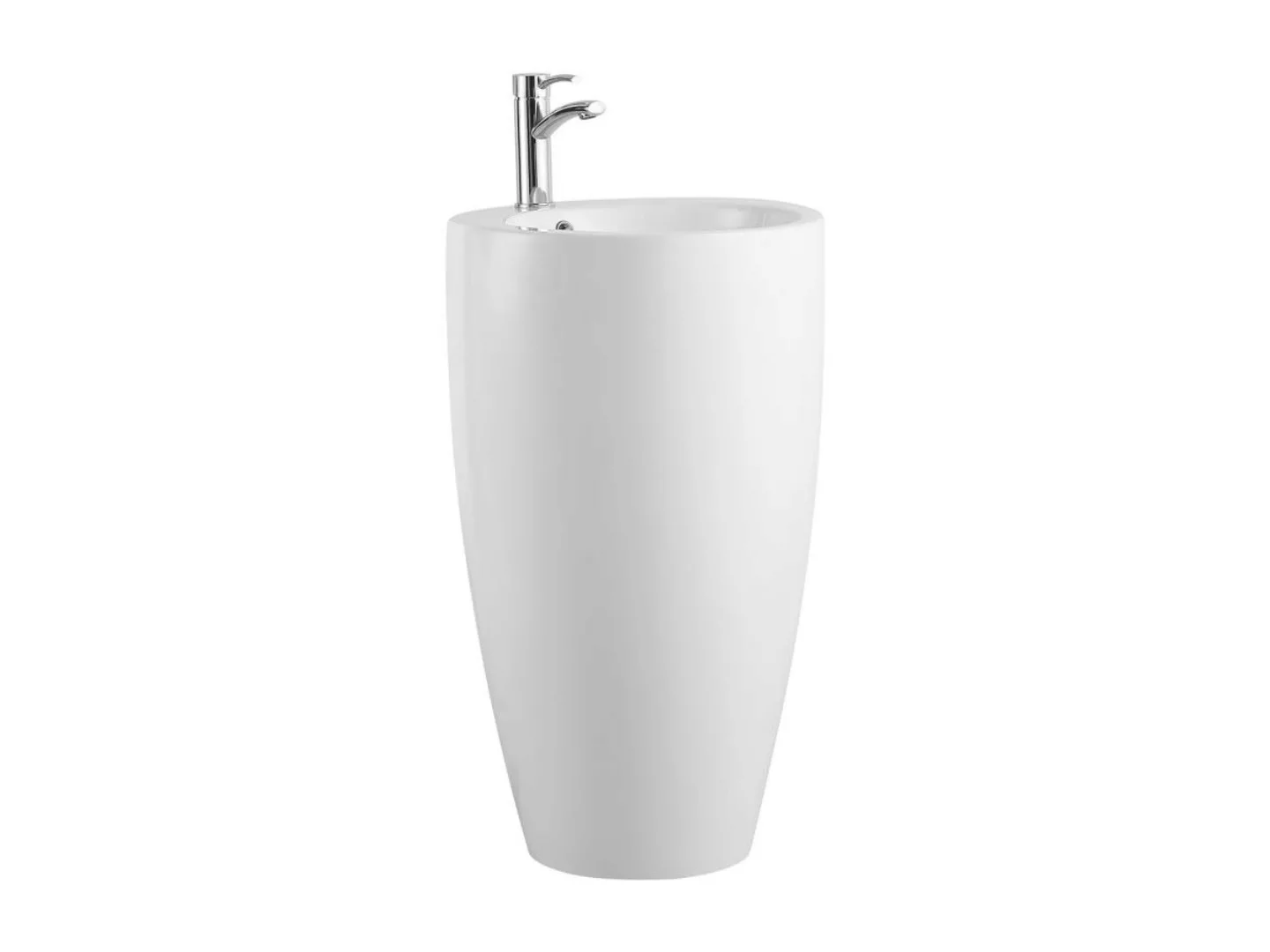 Standwaschbecken - Keramik - Weiß - L50 x H83 x T50 cm - MILOS II günstig online kaufen
