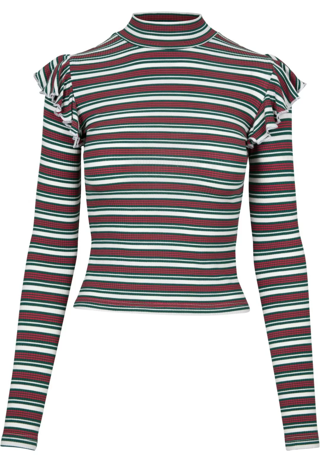 URBAN CLASSICS T-Shirt "Urban Classics Damen Ladies Rib Striped Volant Turt günstig online kaufen