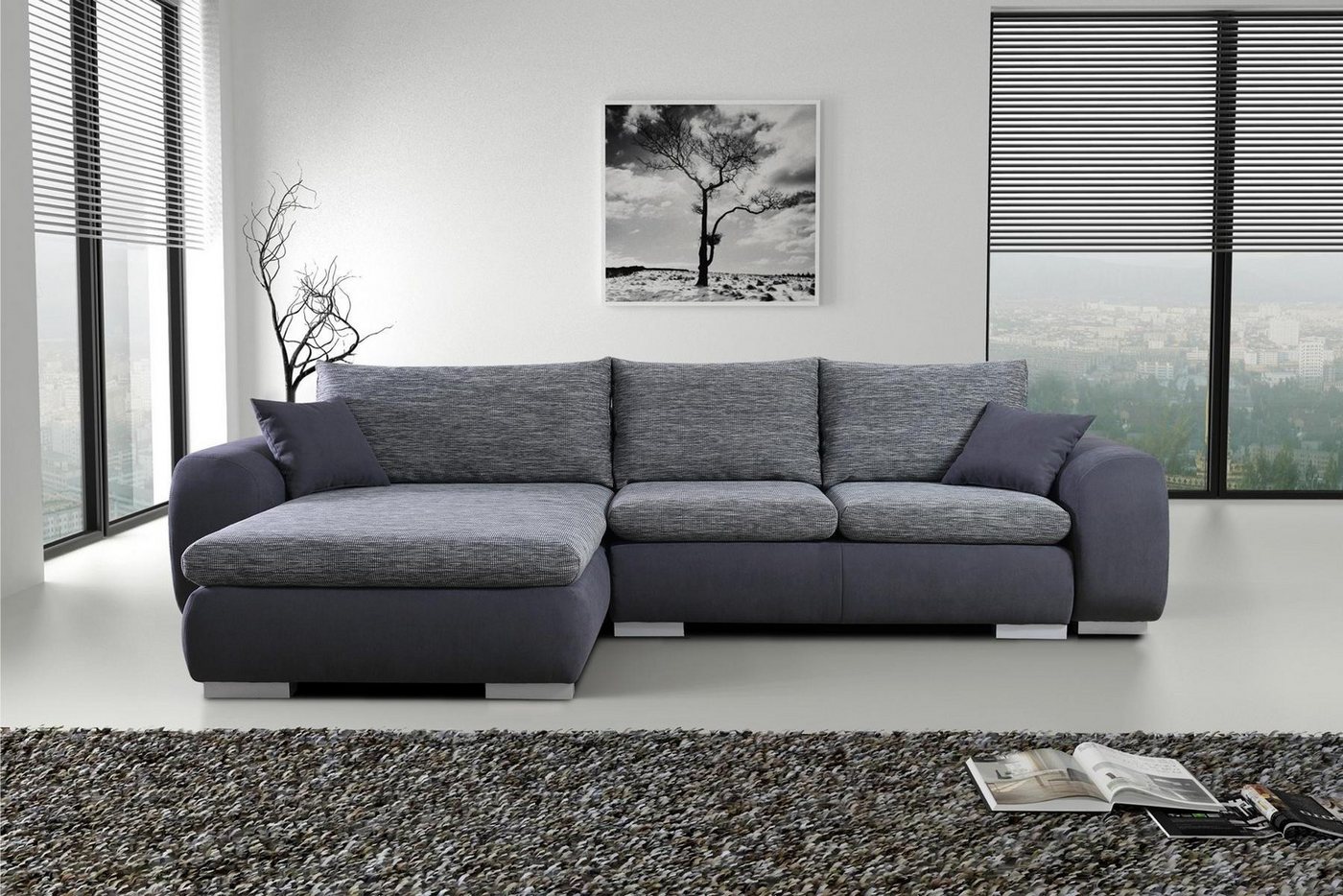 Xlmoebel Ecksofa Schlafsofa mit grauem Stoffbezug und Eckfunktion Sofas in, günstig online kaufen