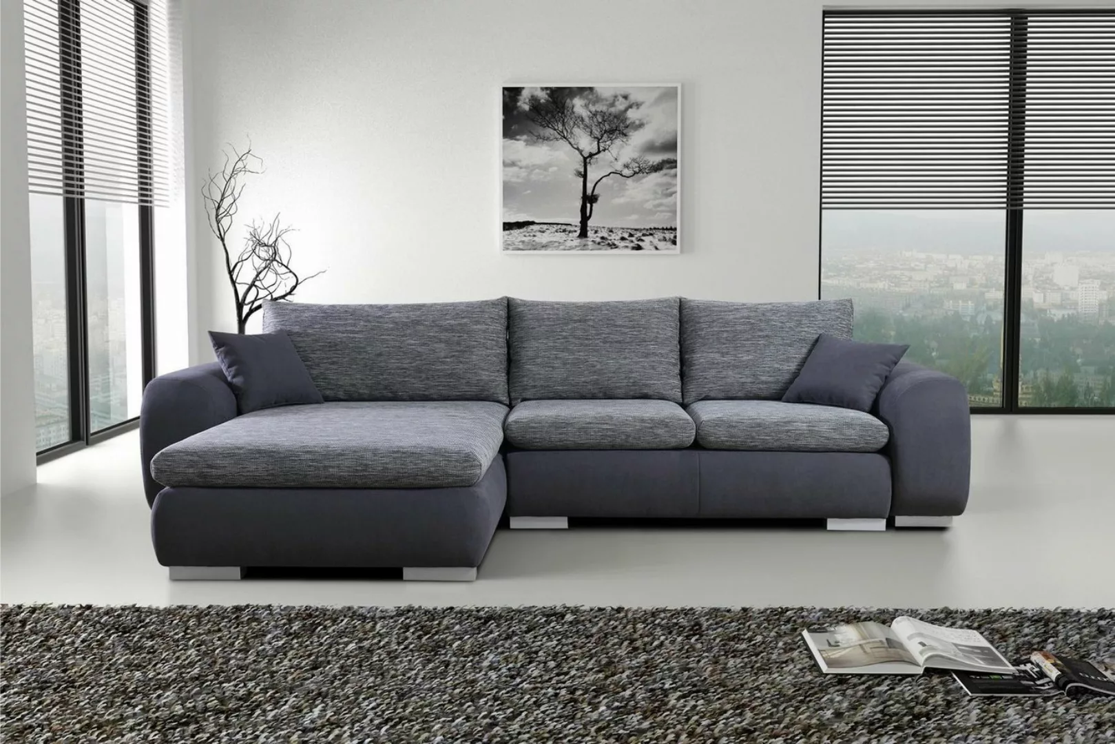 Xlmoebel Ecksofa Schlafsofa mit grauem Stoffbezug und Eckfunktion Sofas in, günstig online kaufen