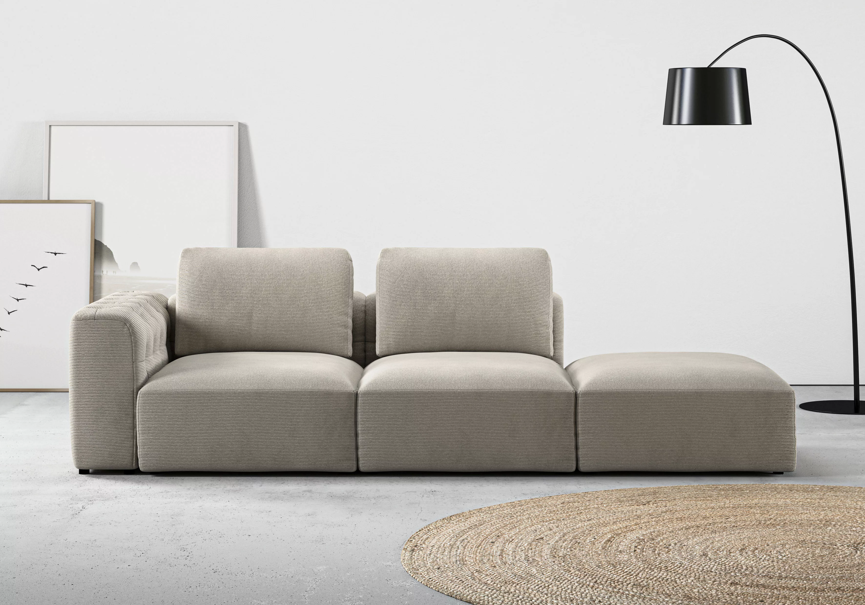 RAUM.ID Chaiselongue "Cushid", Modul-Sofa, bestehend aus 2-Sitzer und Hocke günstig online kaufen