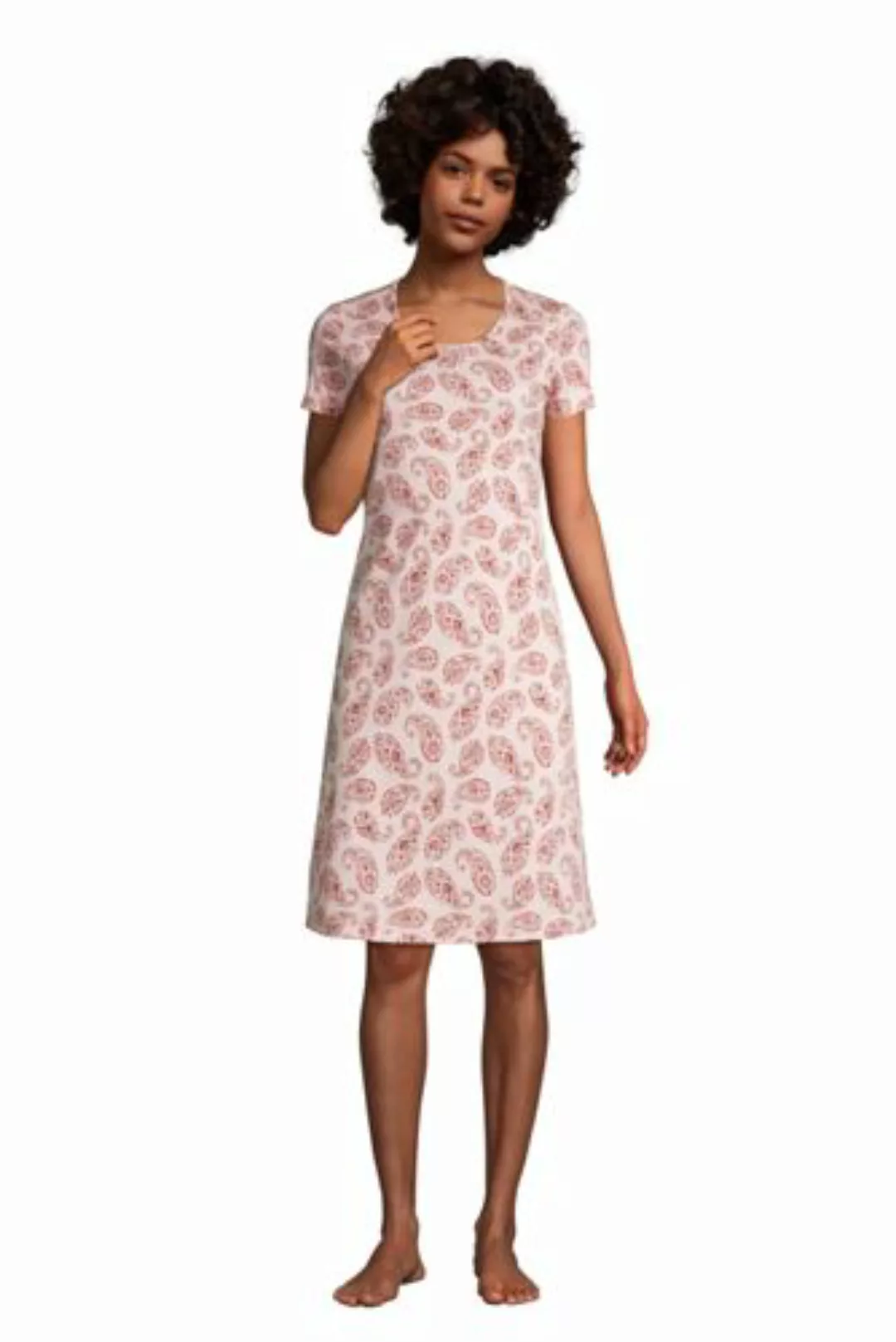 Knielanges Supima Kurzarm-Nachthemd, Damen, Größe: L Normal, Pink, Jersey, günstig online kaufen