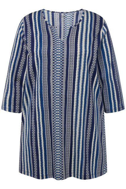 Ulla Popken Longshirt Longshirt Musterstreifen Tunika-Ausschnitt 3/4-Arm günstig online kaufen