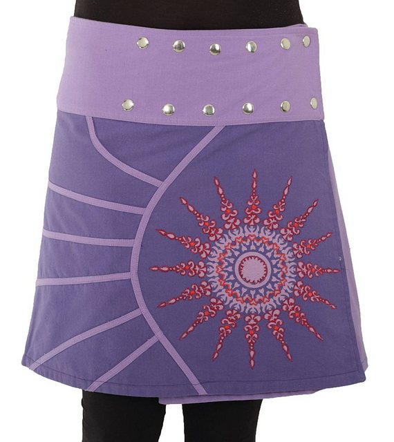 PUREWONDER Wickelrock Damen Rock mit Mandala-Blume bestickt sk193 Baumwolle günstig online kaufen