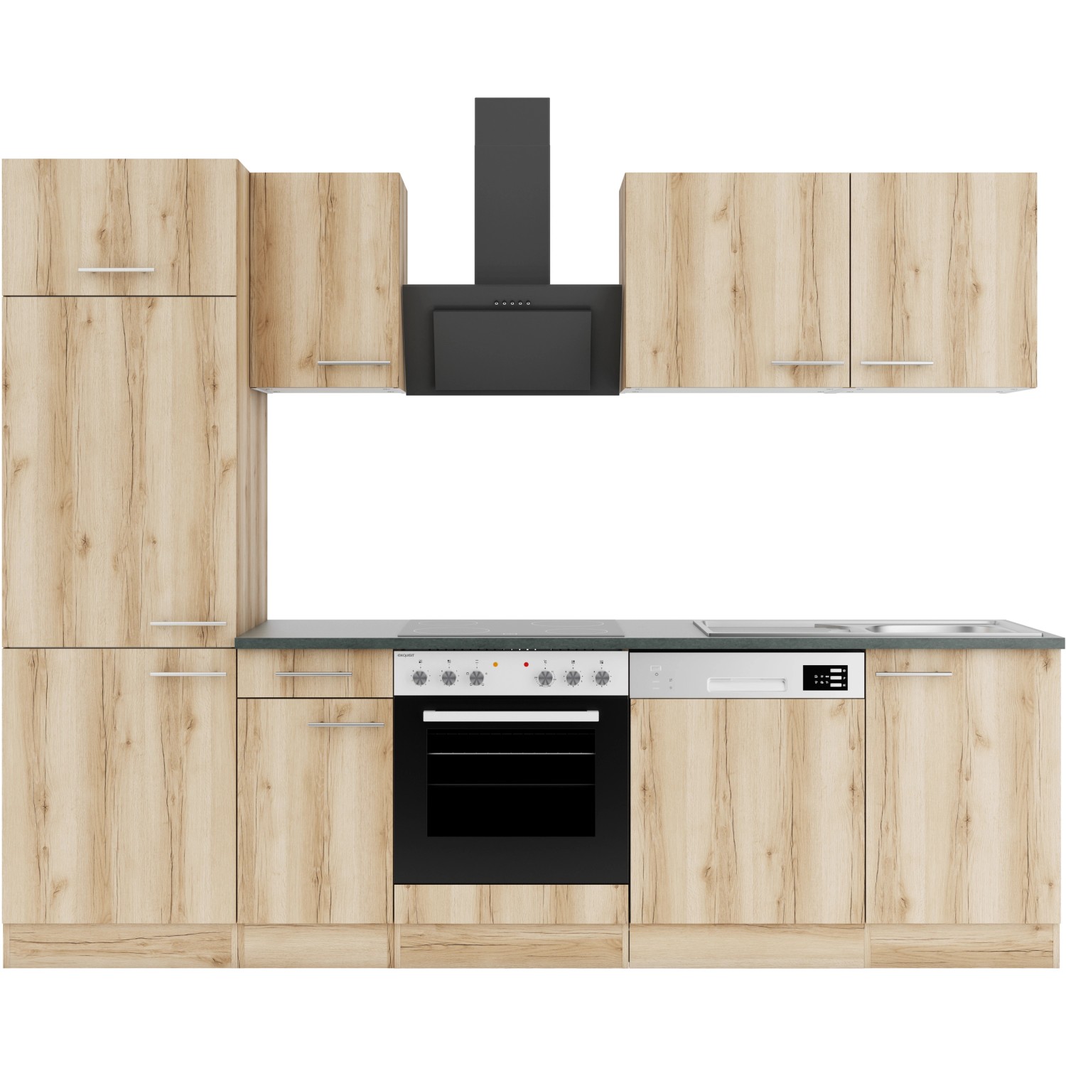 OPTIFIT Livorno290 Küchenzeile 270 cm ohne E-Geräte Wildeiche Nachbildung günstig online kaufen