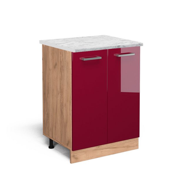 Vicco Unterschrank R-Line, Bordeaux Hochglanz/Goldkraft Eiche, 60 cm AP Mar günstig online kaufen