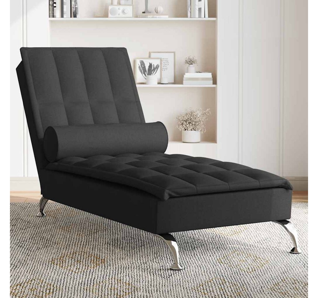 vidaXL Chaiselongue, Massage-Chaiselongue mit Nackenrolle Schwarz Stoff günstig online kaufen