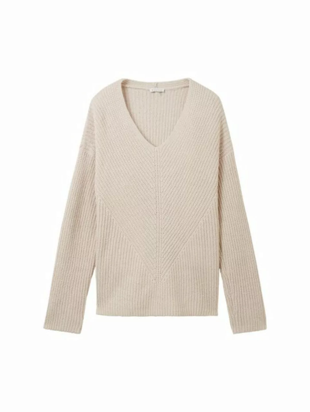 TOM TAILOR Strickpullover Strickpullover Ripp Knit V-Neck Pullover 6377 in günstig online kaufen