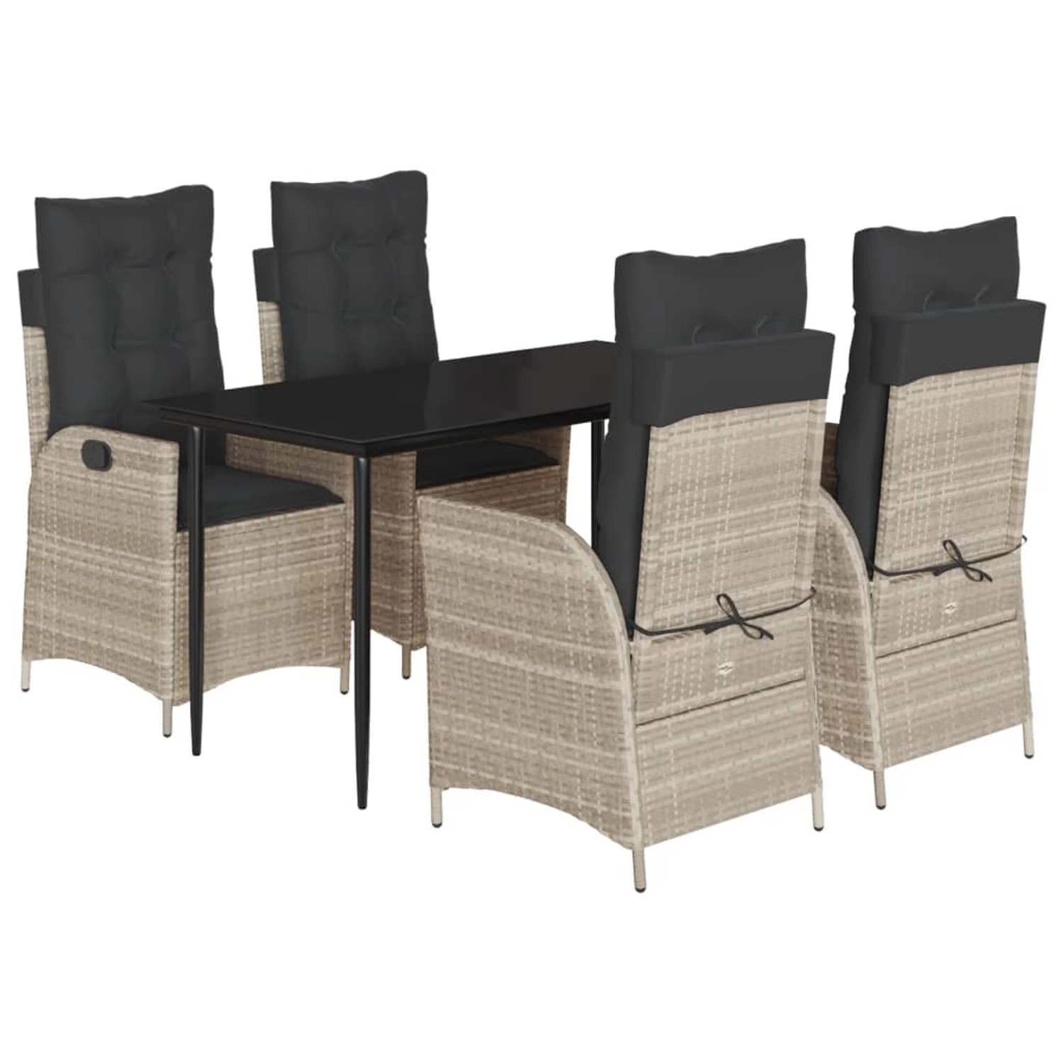 vidaXL 5-Tlg Garten-Essgruppe mit Kissen Hellgrau Poly Rattan 3213277 günstig online kaufen