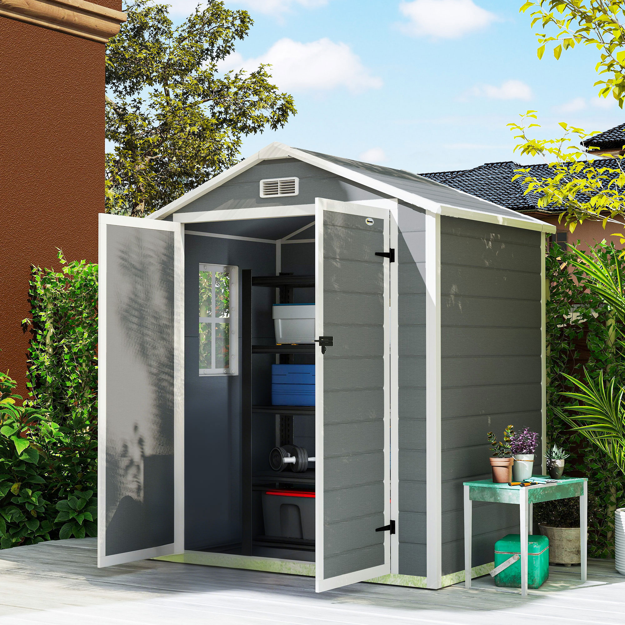 Outsunny Gerätehaus mit Pultdach 2,12 m² Gartenhaus mit Fenster, abschließb günstig online kaufen
