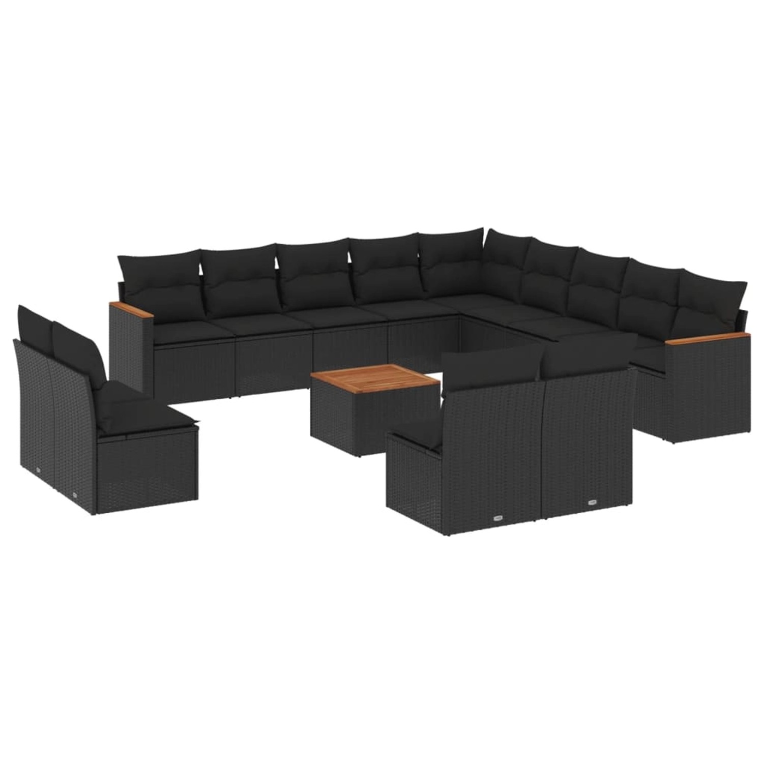 vidaXL 14-Tlg Garten-Sofagarnitur mit Kissen Schwarz Poly Rattan 3226489 günstig online kaufen