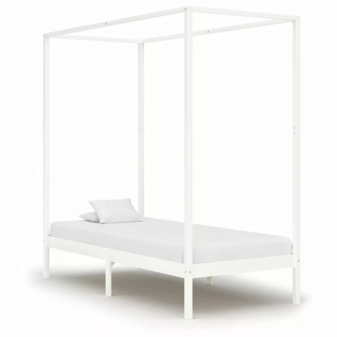 furnicato Bettgestell Himmelbett-Gestell Weiß Massivholz Kiefer 90 x 200 cm günstig online kaufen