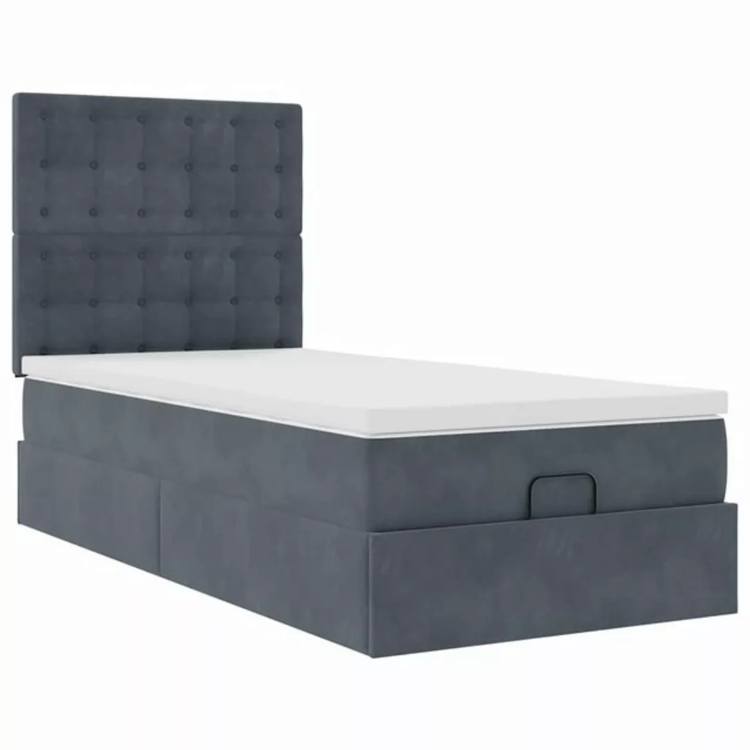 vidaXL Bett, Ottoman-Bett mit Matratzen & LEDs Dunkelgrau 100x200 cm Samt günstig online kaufen