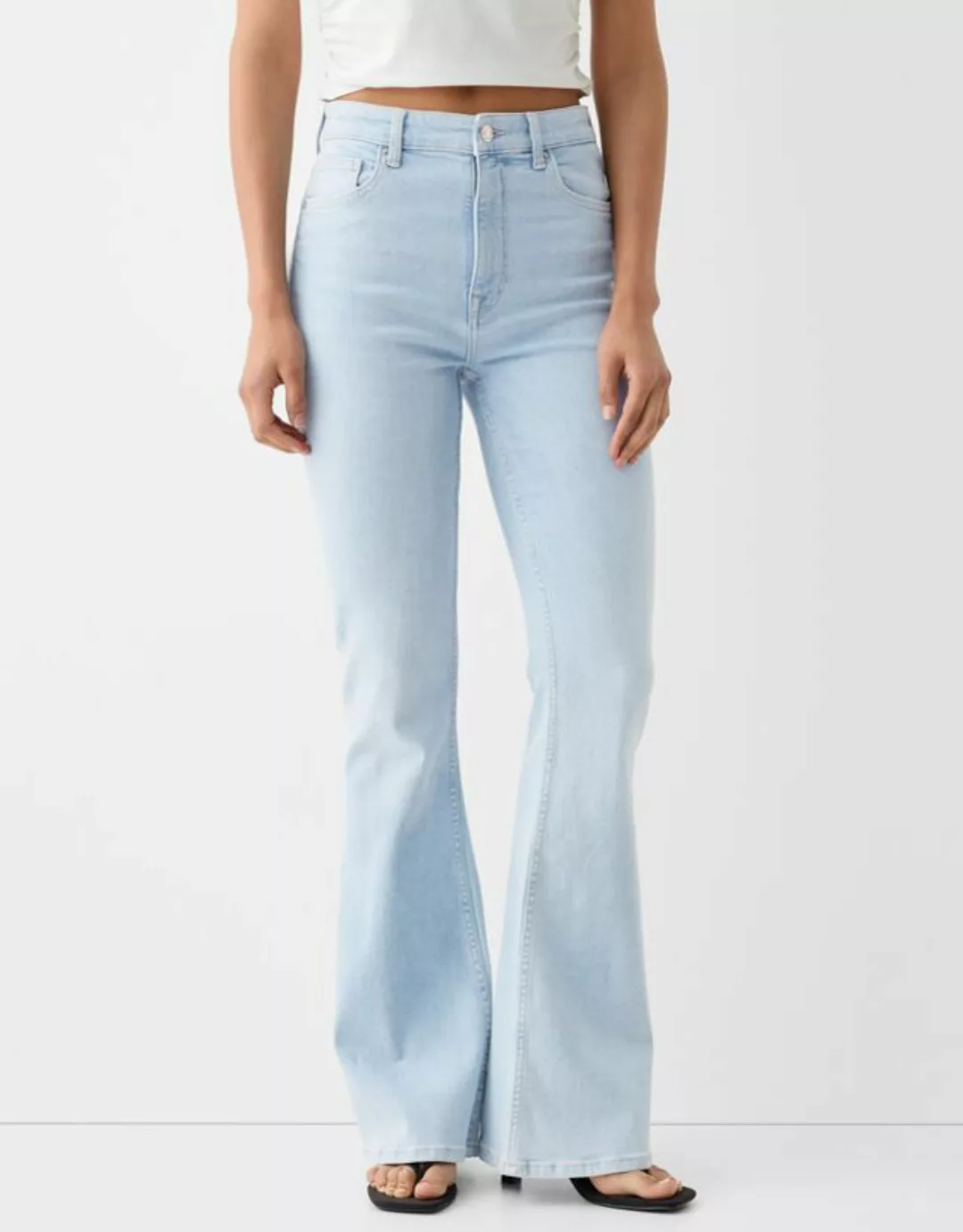 Bershka Jeans-Schlaghose Damen 32 Hellblau günstig online kaufen